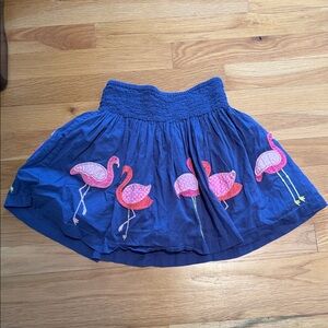 Mini Boden Blue Skirt with Pink Flamingos